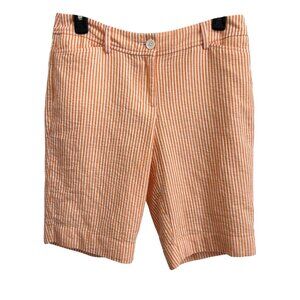 Talbots Womens Orange & White Striped Cotton Bermuda Shorts Size 4 Summer Vacay